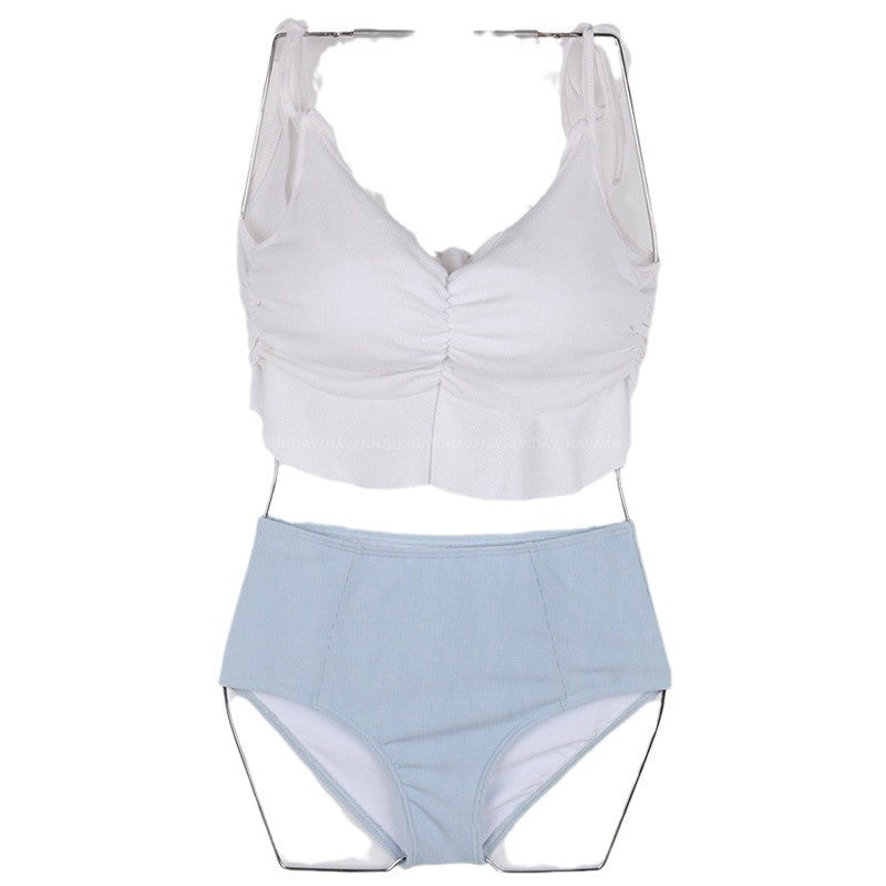 Color-blocked Ruffle Princess Design, Tummy-Covering Slimming High-Waisted Bathing Suit