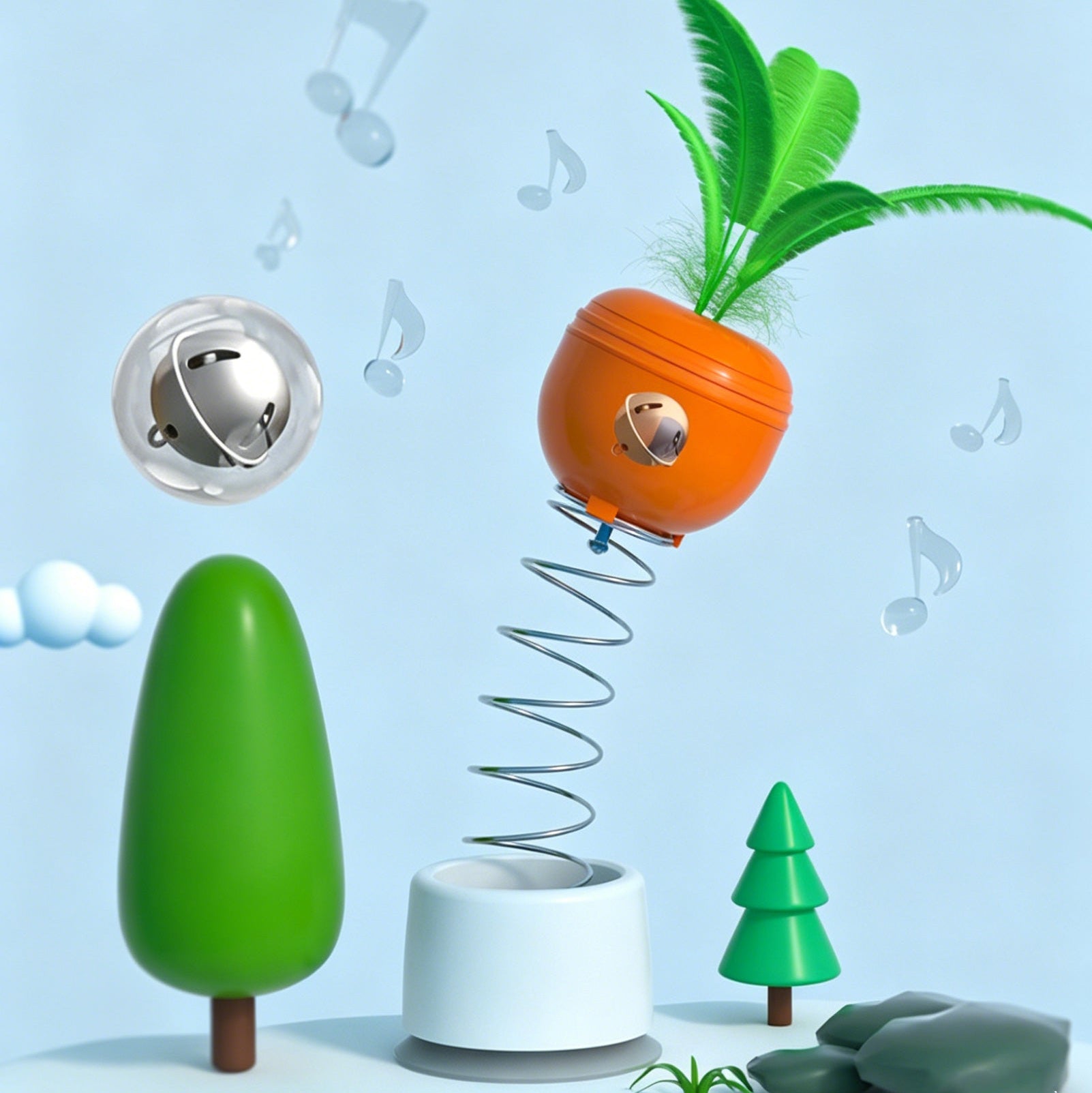 Cat Toy Puzzle Carrot Food Dispenser Suction Cup Spring Teaser-4