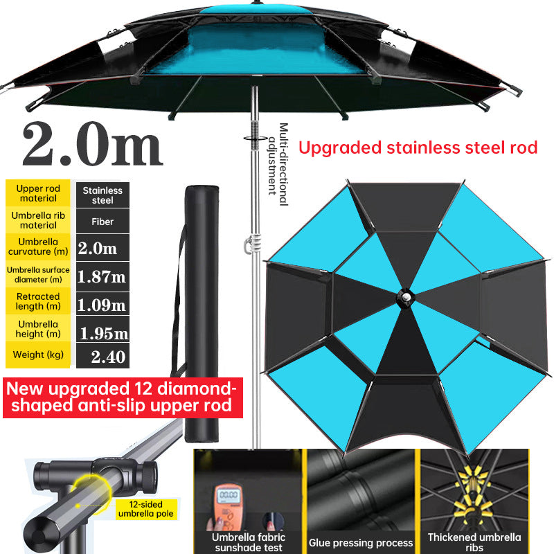 360° adjustable fishing sun umbrella: anti-UV, rainproof, portable large outdoor shade.-5
