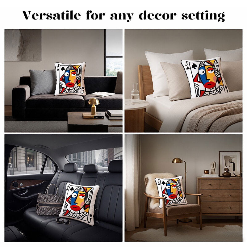 Cartoon Embroidered Square Pillow - Soft Quirky Big Eyes Game Cushion, Decorative Plush Throw Pillow for Home & Bedroom-6