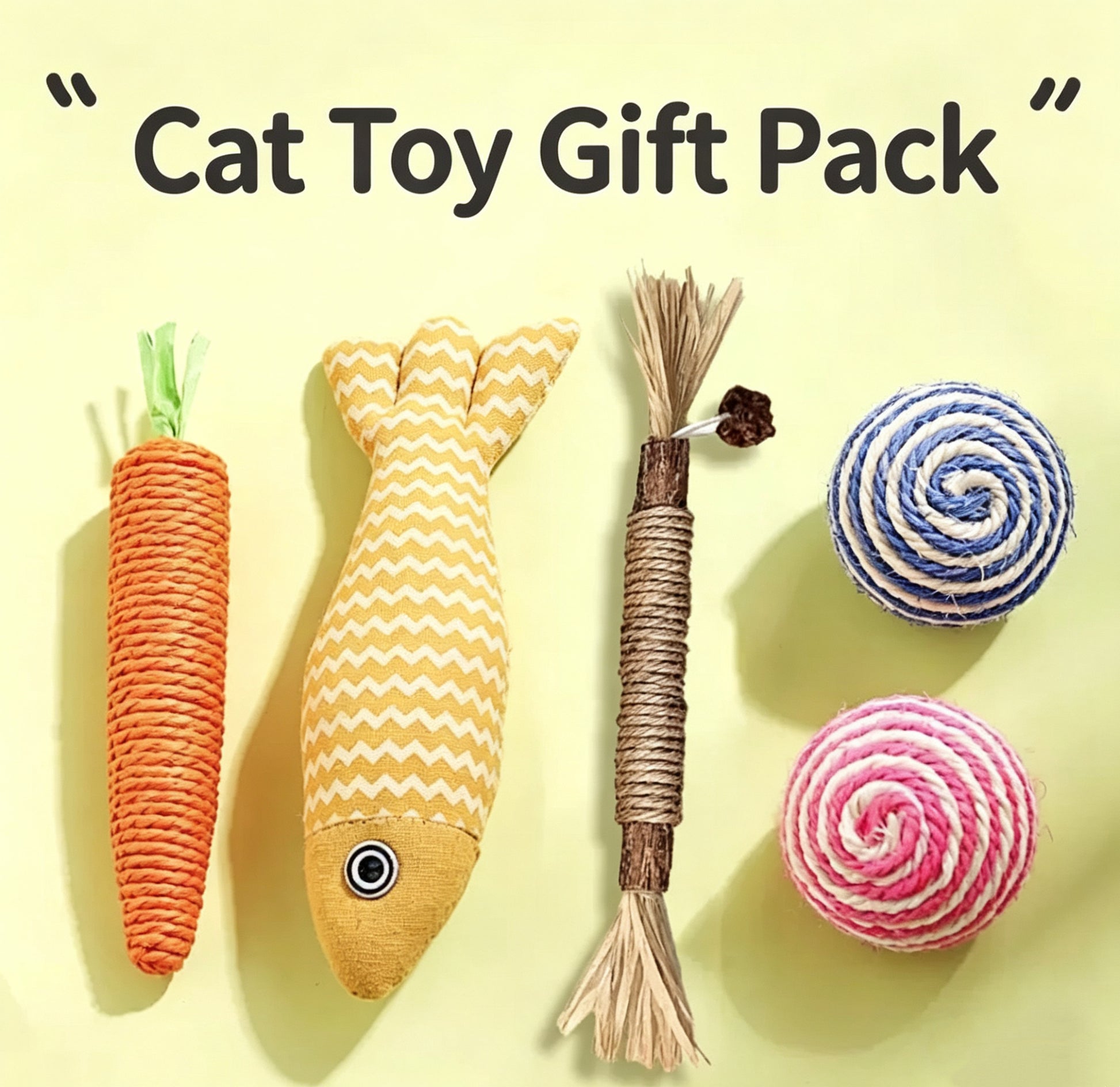5-Piece Cat Teething & Play Toy Set, Catnip Sisal Chew Toys for Kittens Cats-4