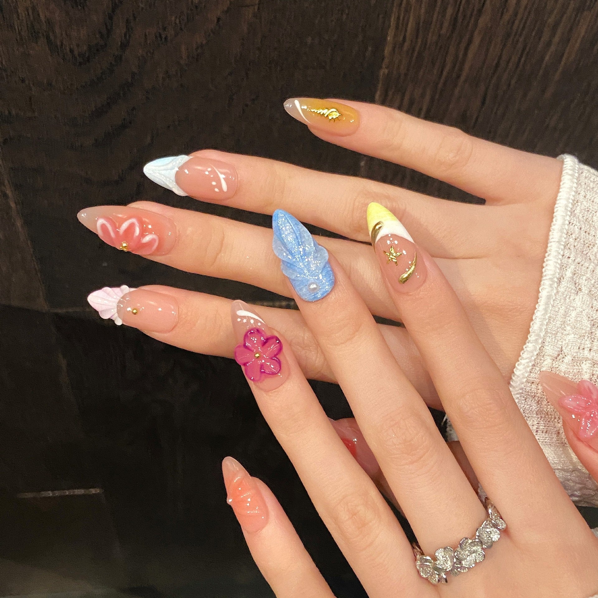 Multiple Styles Press On Nails Glossy Fake Nails Reusable Artificial Nail Tips-7