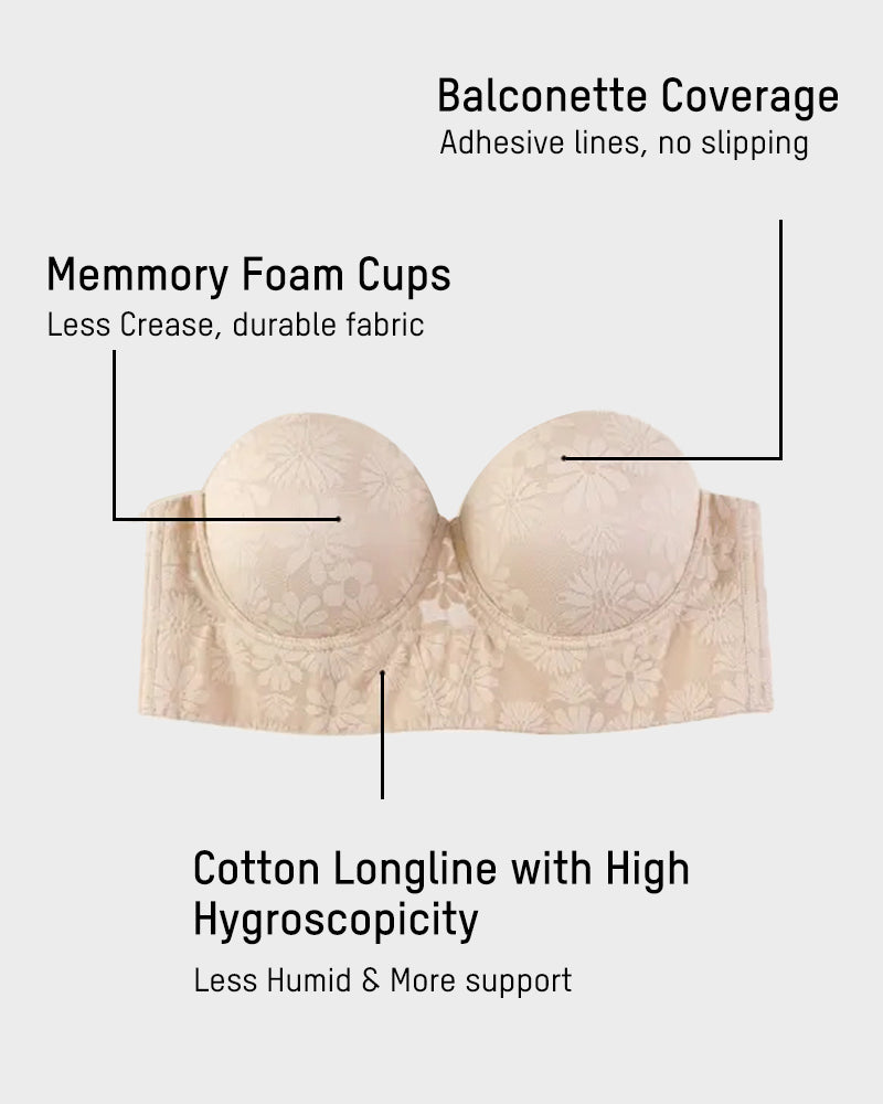 Smooth Lace Longline Strapless Underwire Bra-16