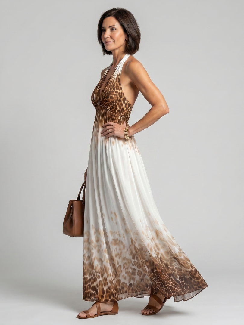 Orlune | Pleated White Midi Dress-2