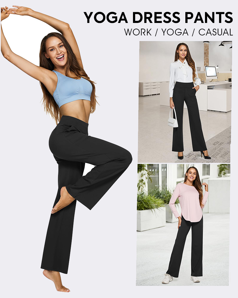High-Waist Wide Leg Yoga Pants with Pockets-3