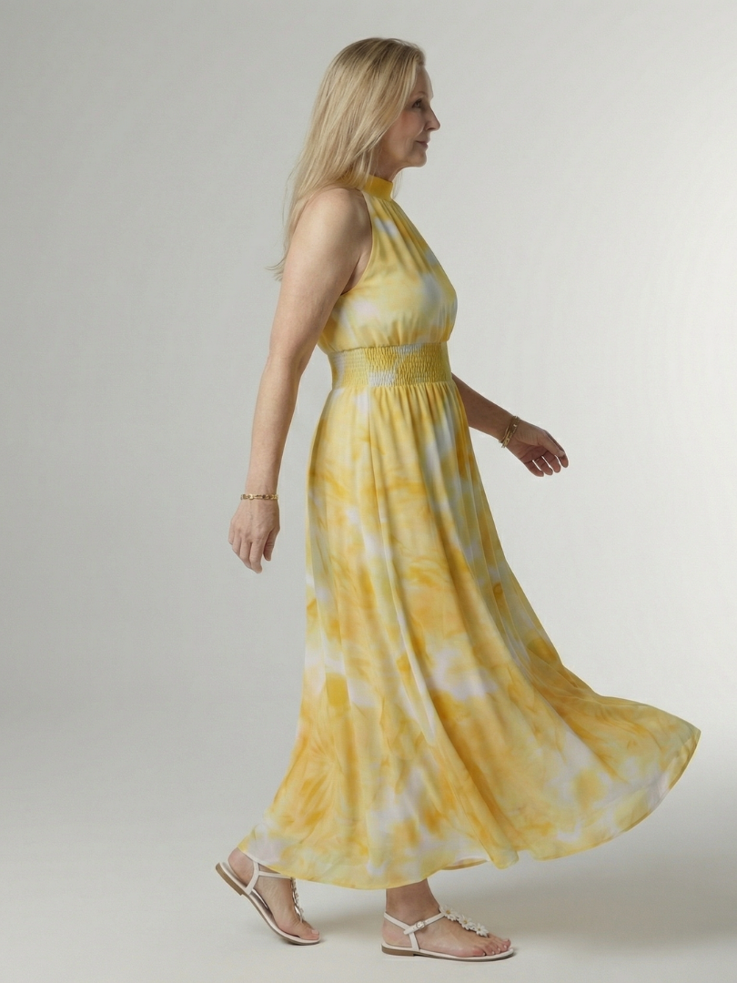 Sylin | Gathered Halter Midi Dress-2