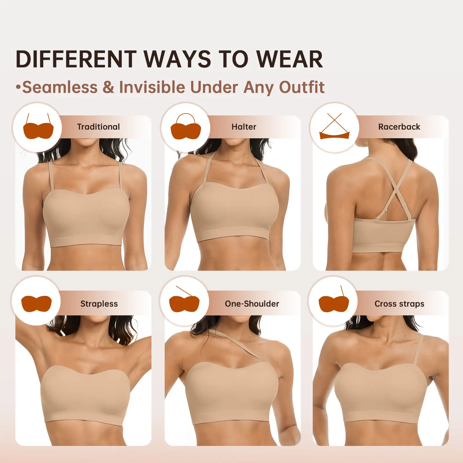 Women's Strapless Non-Slip Bandeau Bra, Seamless Wireless Tube Top-5