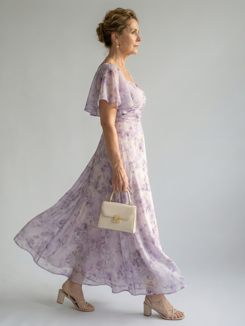 Vaelis |  Flutter Sleeve Midi Dress-2