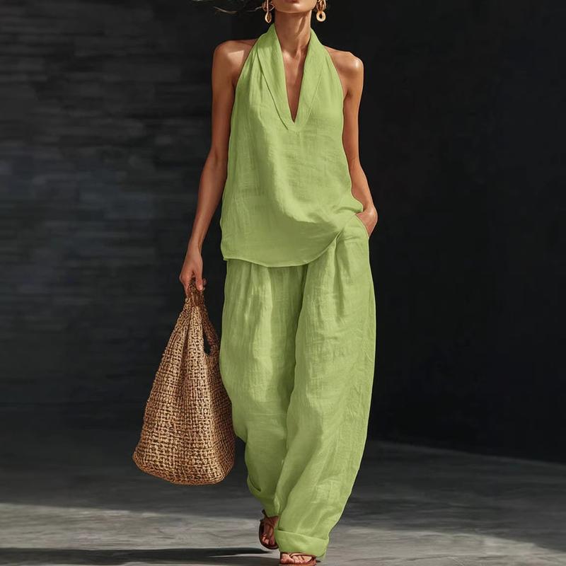 Ainhoa | Relaxed Tank Top and Wide-Leg Pants Co-Ord Set-8