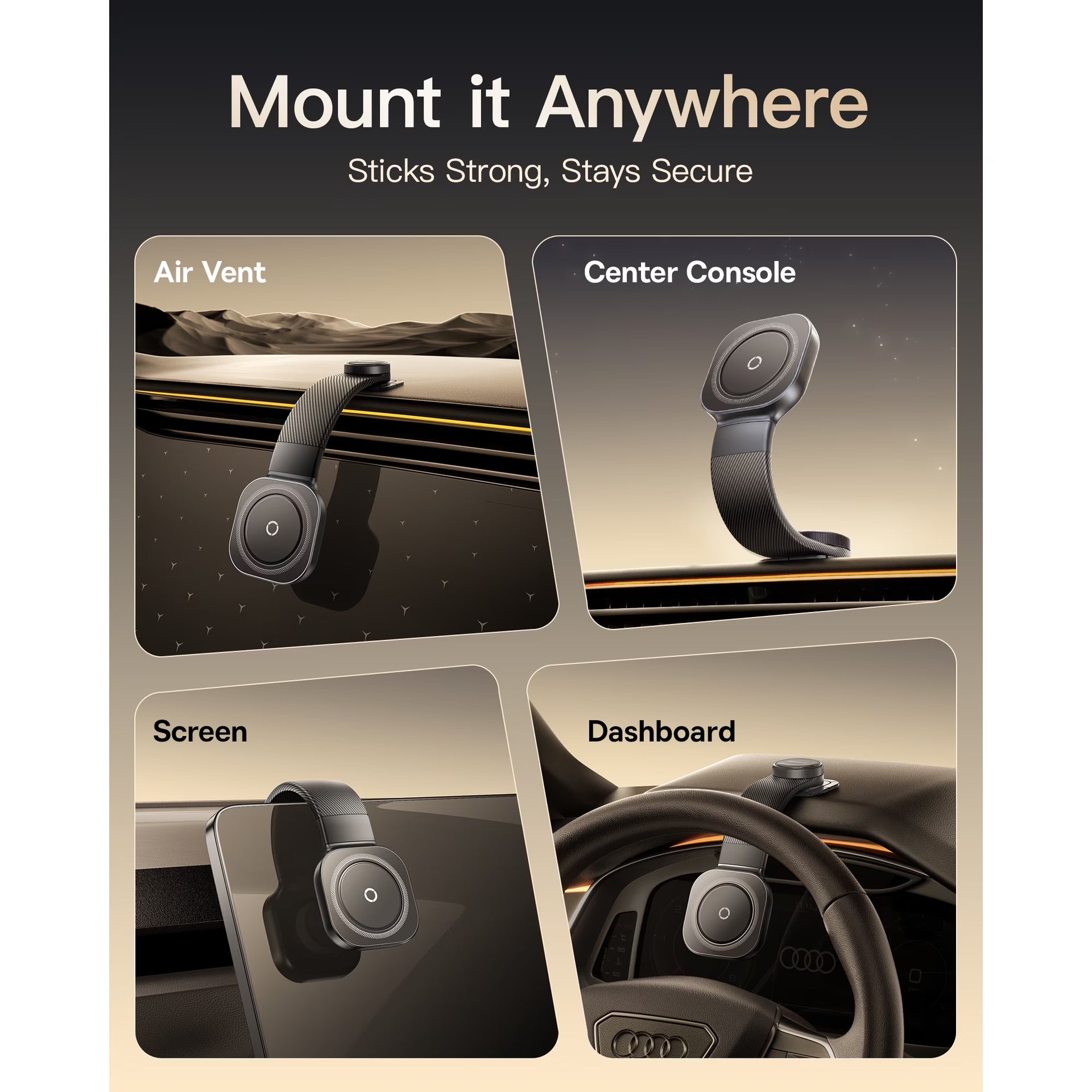 Baseus Magnetic Car Mount for Dashboard & Windshield, Custom 15-25N MagSafe Phone Holder with Bendable Titanium Arm, Compatible with iPhone 13-17 & All Smartphones