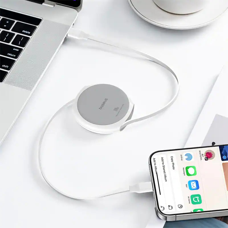 Baseus - Pathfinder Series Free2Pull Retractable Fast Charging Cable, USB-C to USB-C, 100W, 3.3Ft - White-5