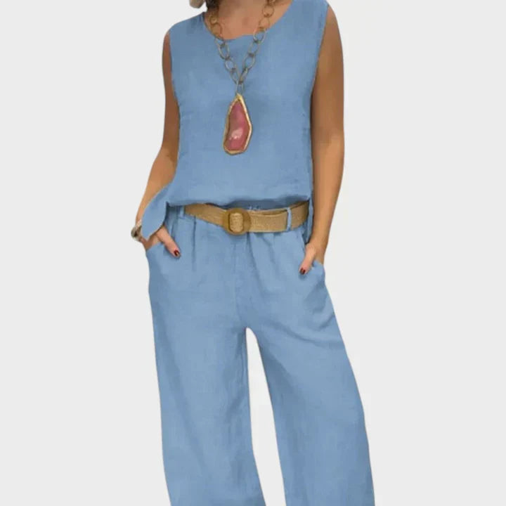 Paloma | Bohemian Sleeveless Top and Cropped Pants Co-Ord Set-4
