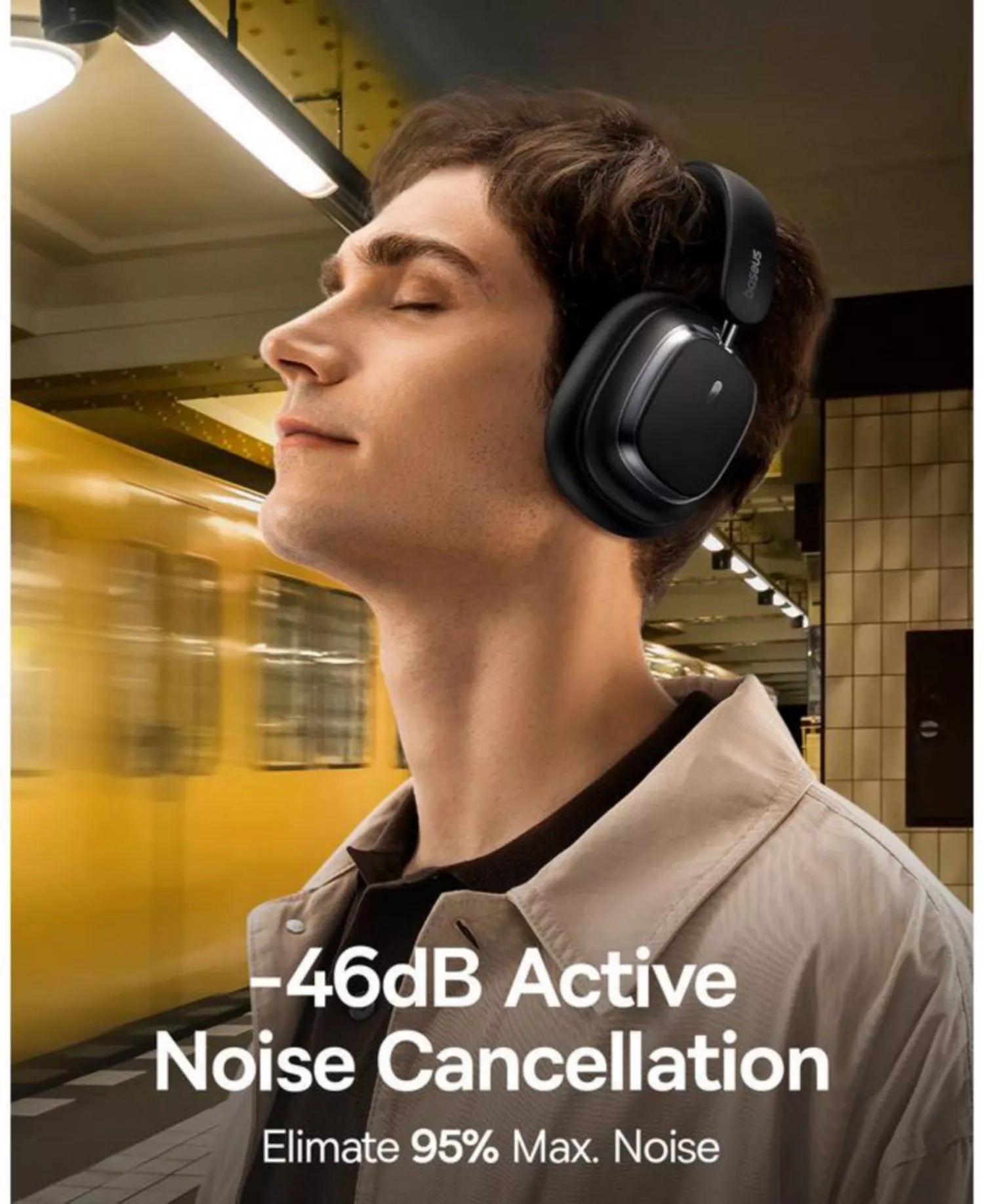 Baseus Wireless Headphones Noise Cancelling Over-Ear Bluetooth Headphones H1s-5