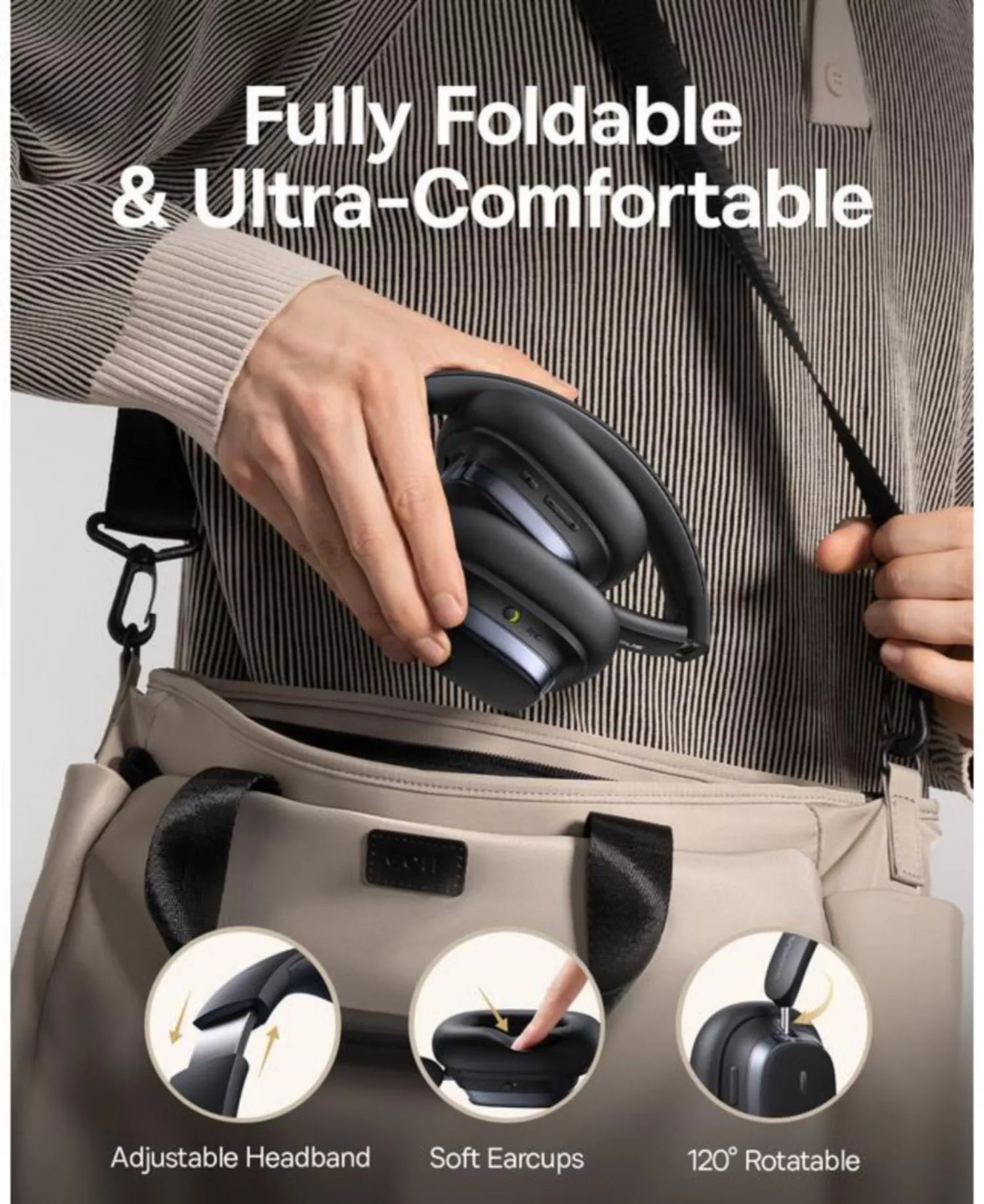 Baseus Wireless Headphones Noise Cancelling Over-Ear Bluetooth Headphones H1s-9