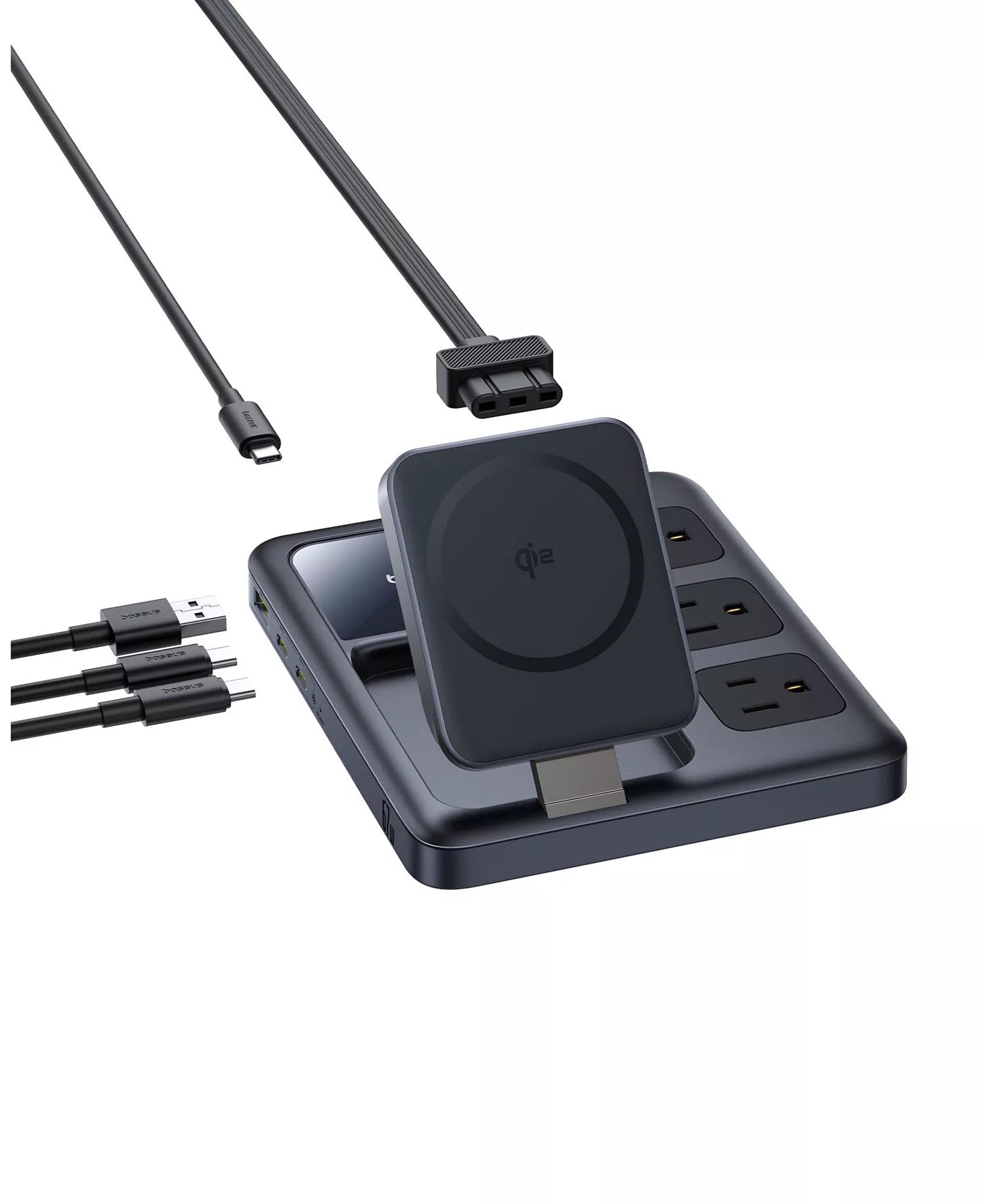 Baseus Nomos 8-in-1 Charging Station 67W, Qi2 Certified 15W Magnetic Wireless Charger with 3AC & 4USB-3