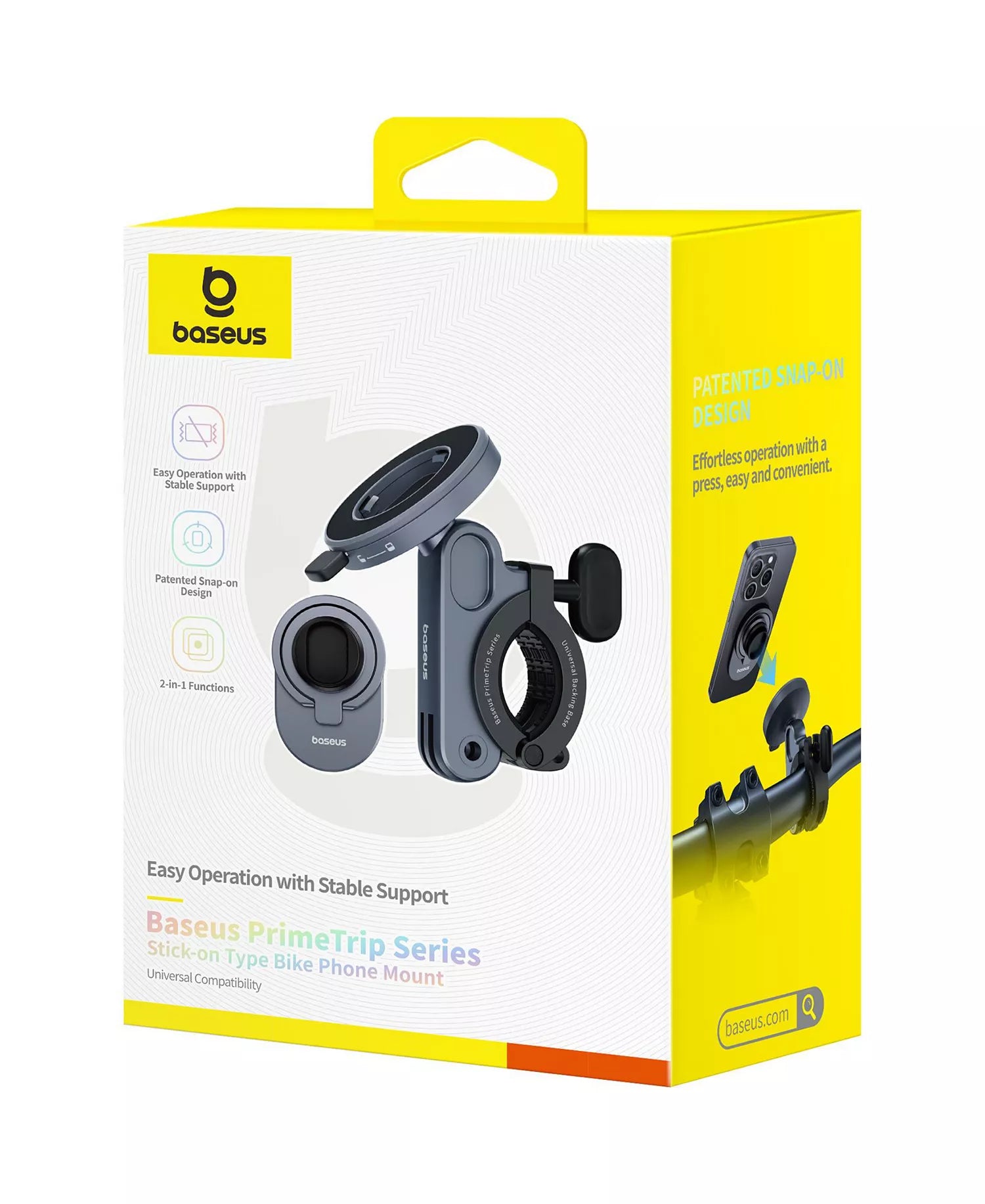 Baseus 2-in-1 Bike Phone Mount - Fixed Stick-On Handlebar Holder & Ring Stand - Zinc Alloy, Fits 20-35mm Bars - Black-9