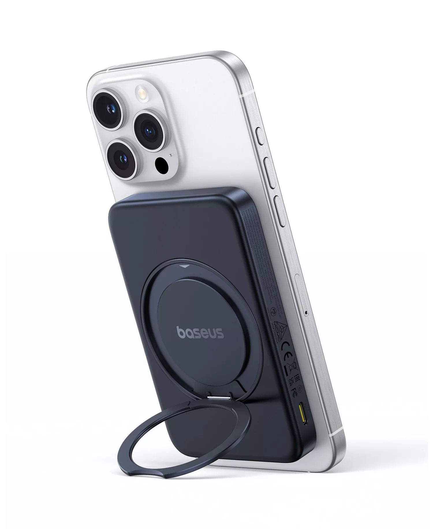 Baseus Qi2 Magnetic Power Bank 20W MagSafe Portable Charger 5000mAh Bracket Battery Pack with 360°Rotatable Ring Stand PicoGo