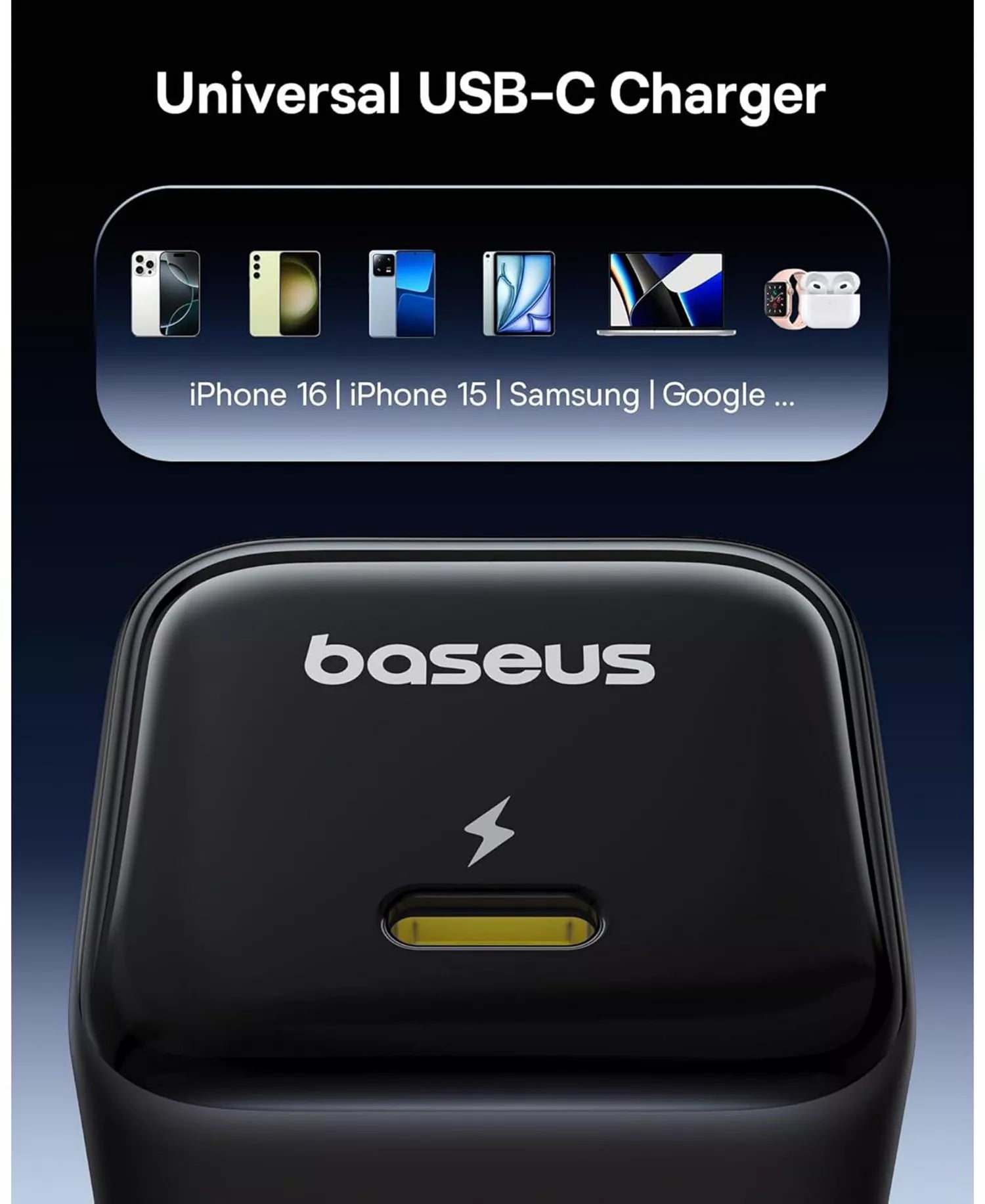 Baseus 2-Pack 45W USB-C Wall Charger with USB-C Cable, PPS Fast Charging for iPhone 17/16/15/14, iPad, Galaxy S24 Ultra and More-4