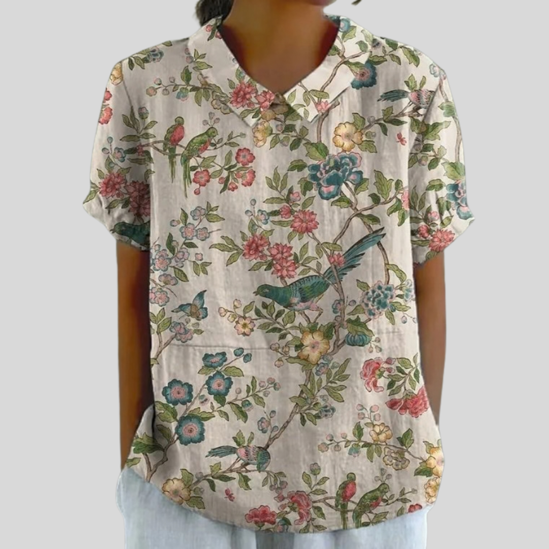 Lorelei | Illustrated Floral Blouse-1