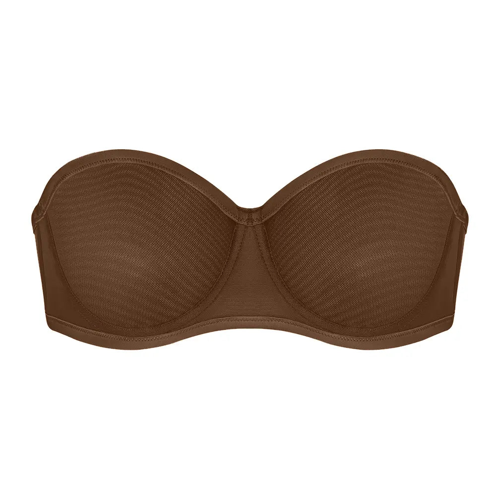 Strapless Mesh Underwire Balconette Bra-12