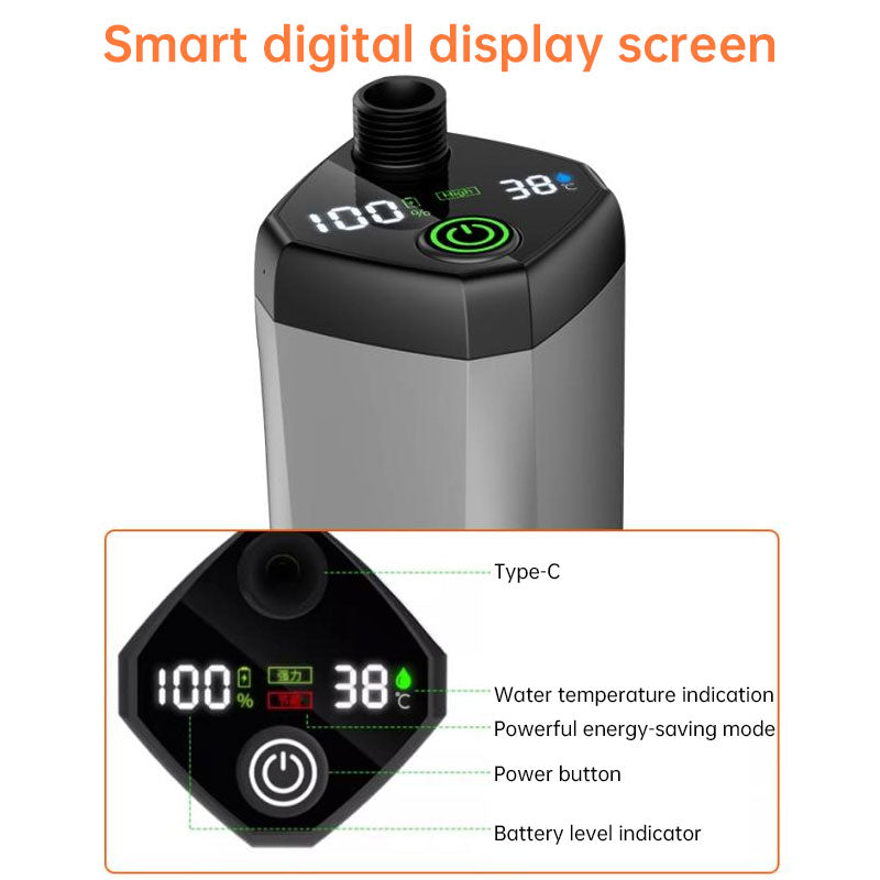 Portable Outdoor Shower Kit, 6000mAh Rechargeable Water Pump with Display for Camping & Pet Bath-4