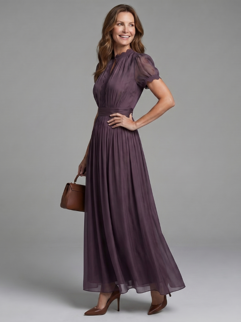 Elia | Gathered Waist Keyhole Maxi Dress-2