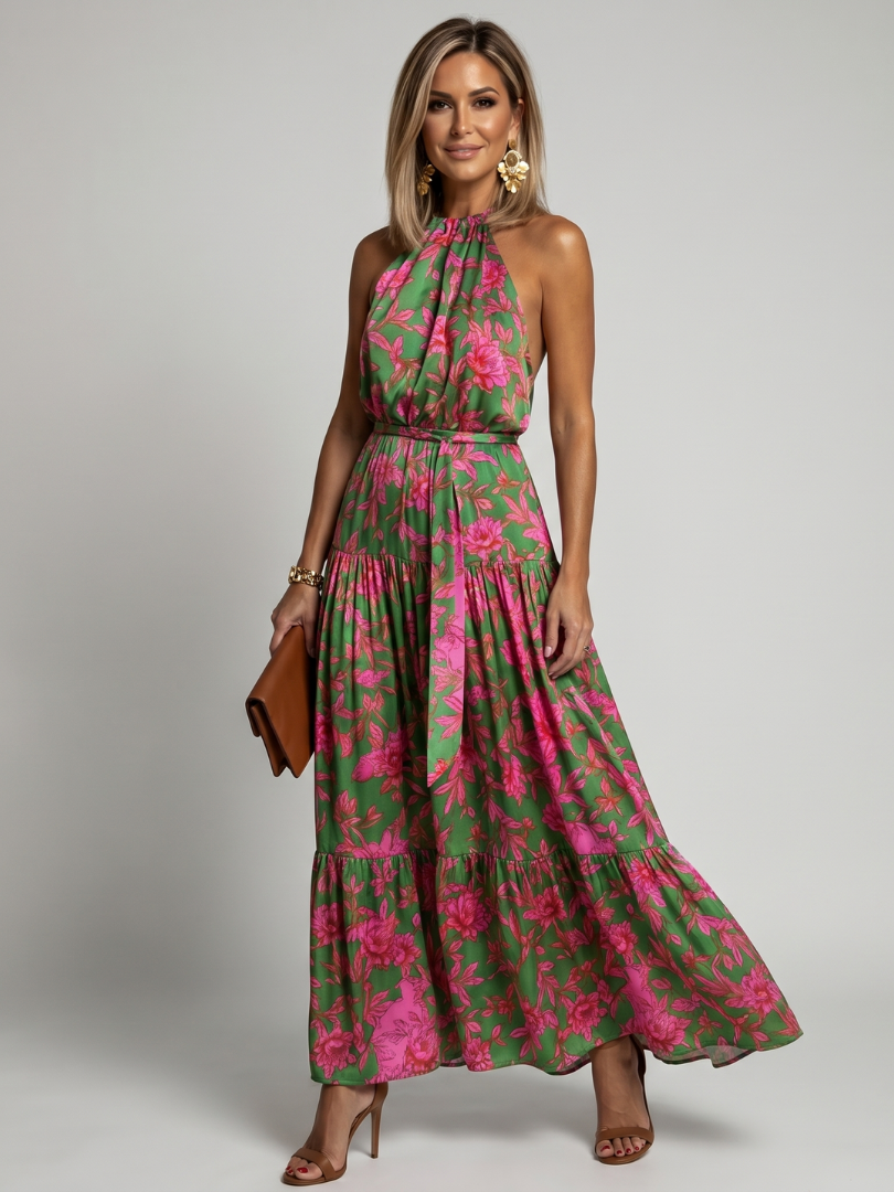 Rowen | Draped Halter Midi Dress-2