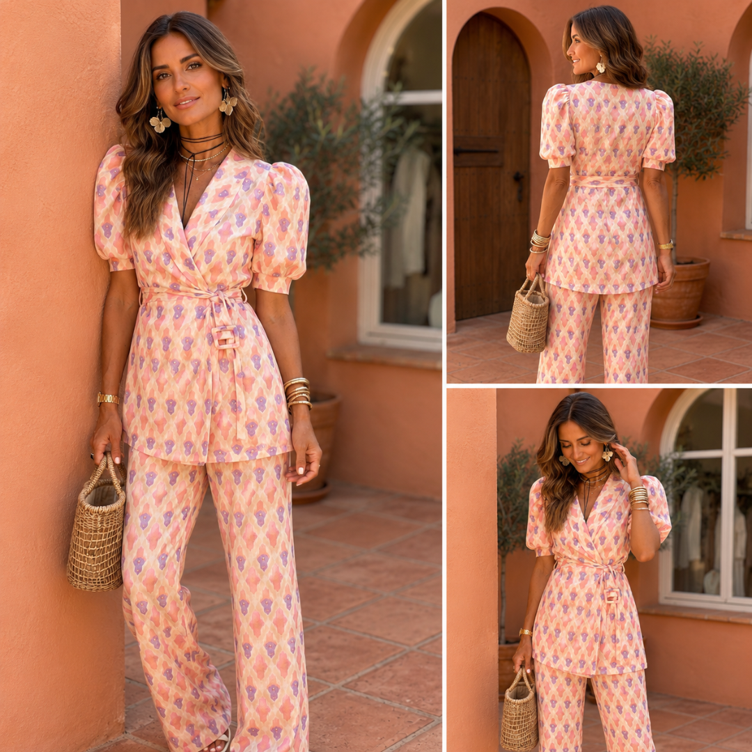 Araceli | Printed Set with Blazer and Flared Pants-1