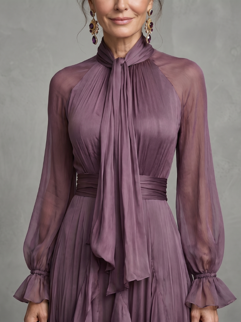 Demetria | Tie Neck Ruffle Tiered Maxi Dress-4