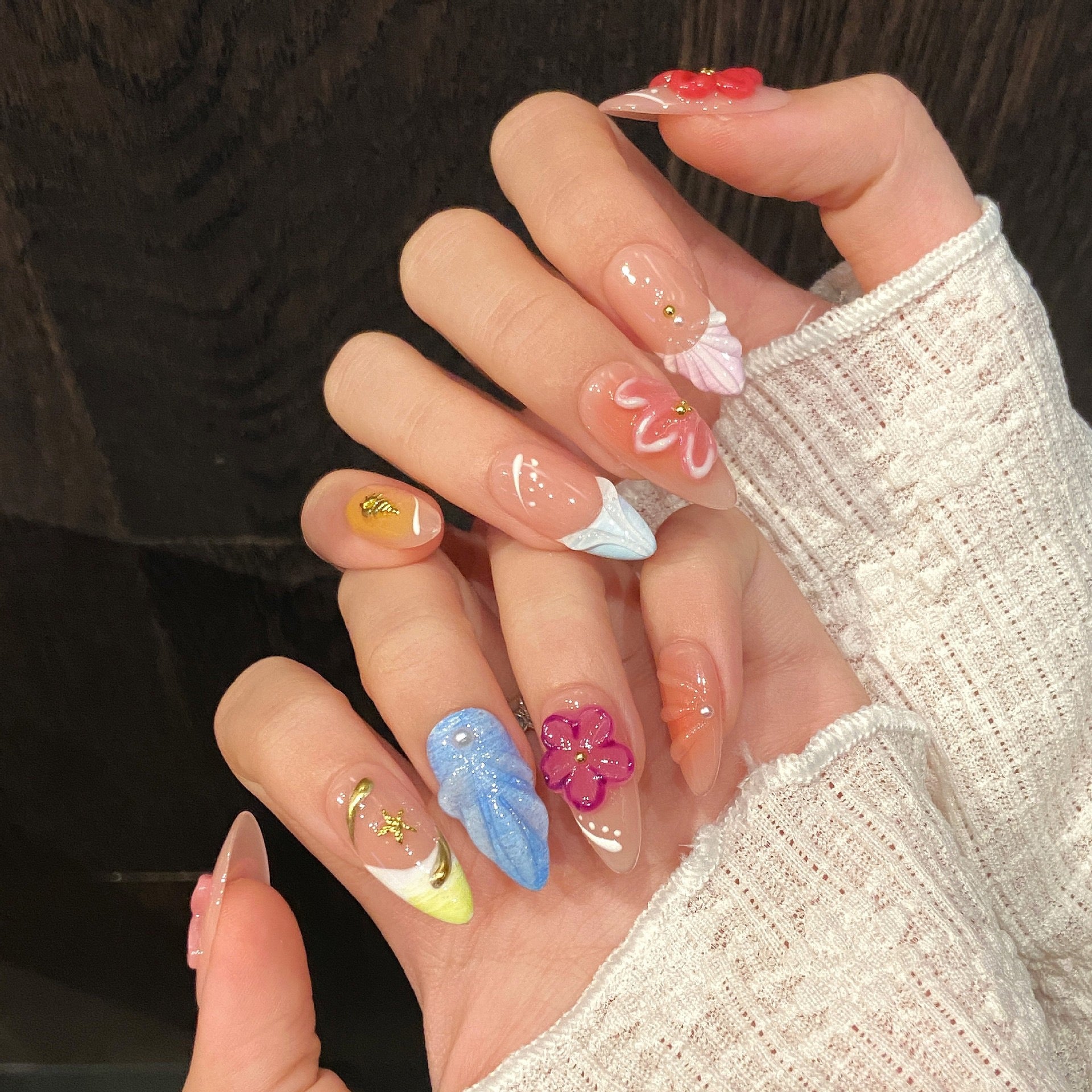Multiple Styles Press On Nails Glossy Fake Nails Reusable Artificial Nail Tips-6
