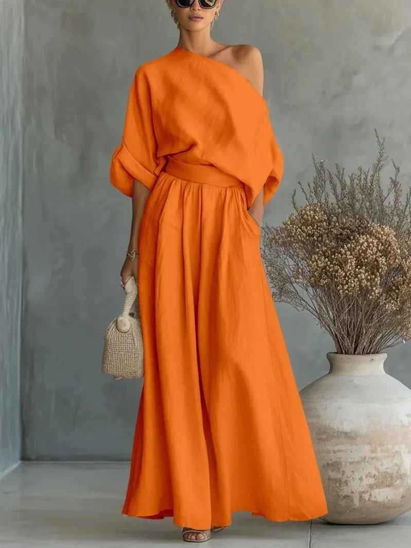 Lisa | Soft Off-Shoulder Top and Tapered Pants Set-6
