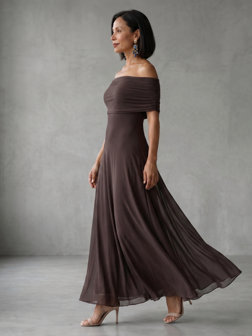 June | Off Shoulder Draped Midi Dress-2