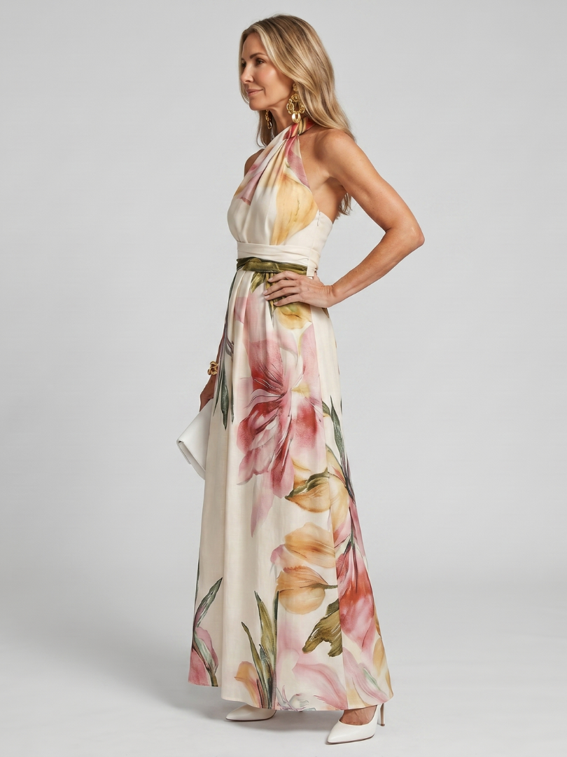 Hester | Soft Halter Flowing Skirt Maxi Dress-2