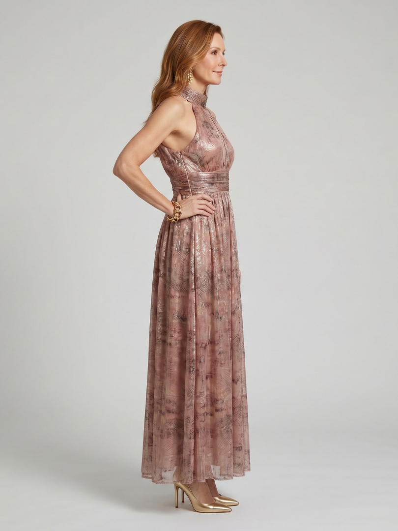 Imogen | Textured Finish Sleeveless Midi Dress-2