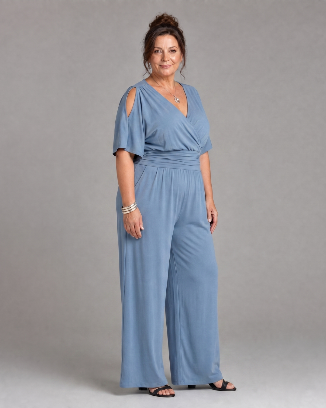 Nyxara | Cold Shoulder Wrap Waist Relaxed Jumpsuit-3
