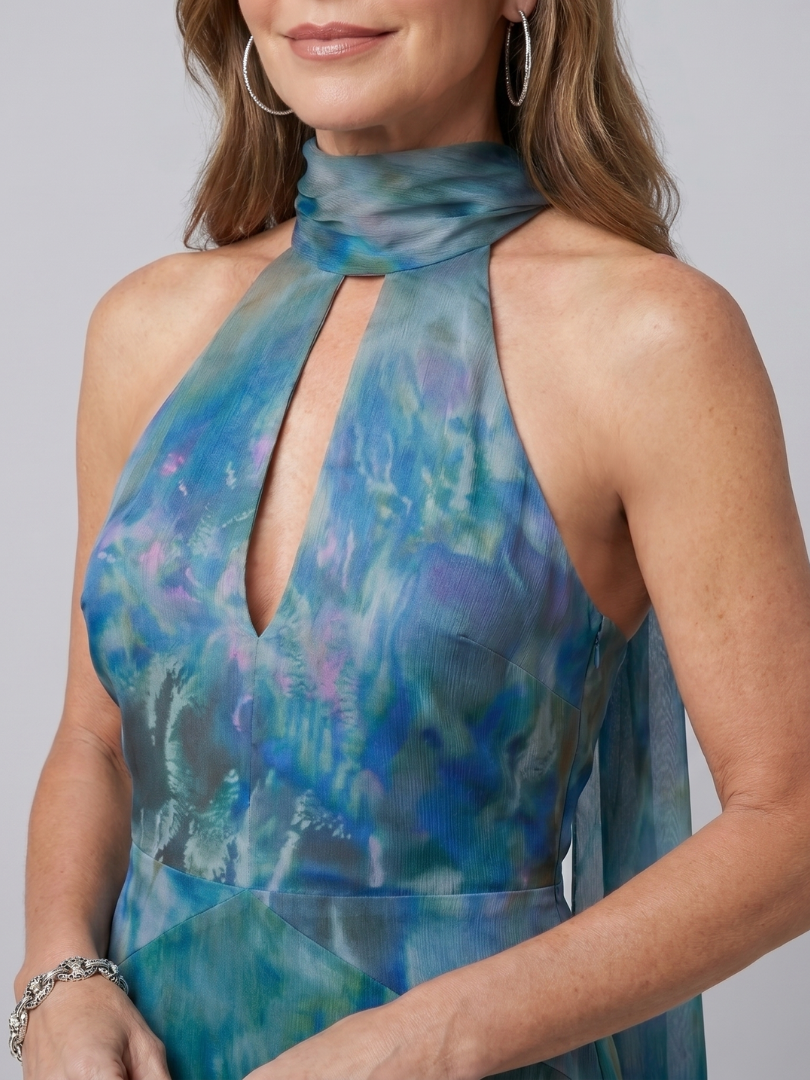 Juniper | Keyhole Halter Sleeveless Maxi Dress-3