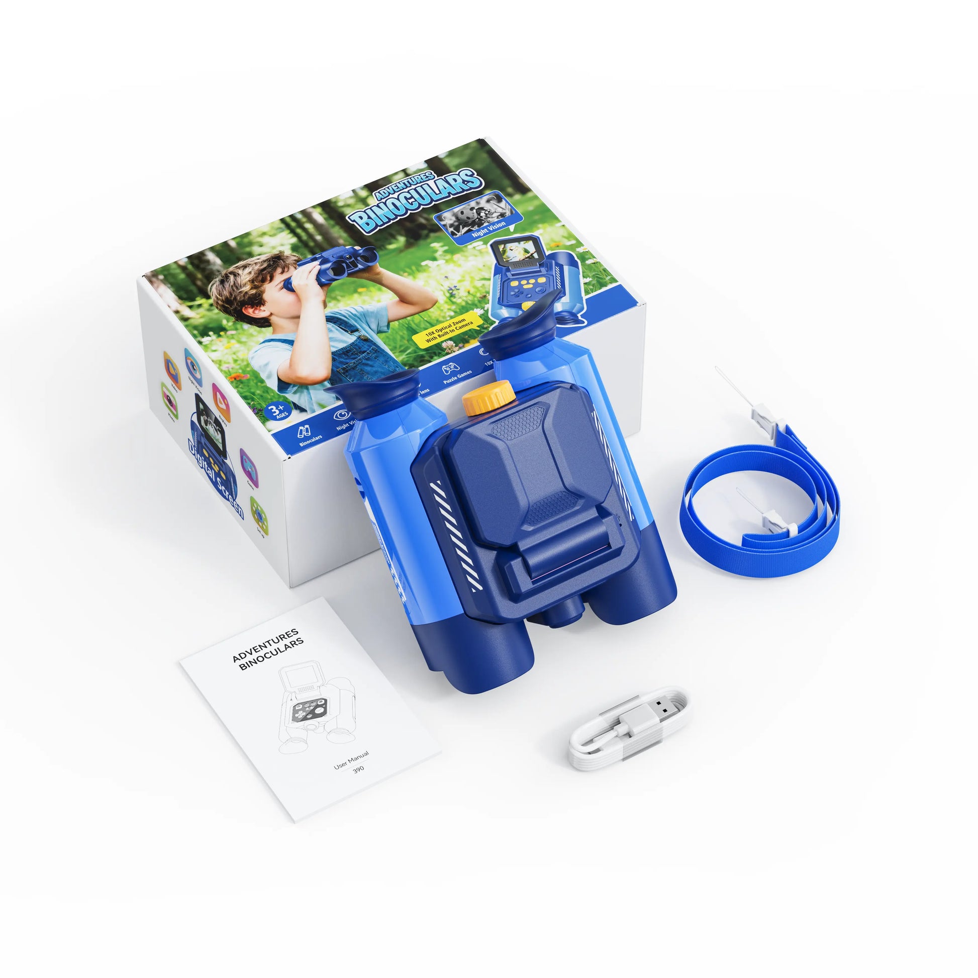 ASPOVEN Magic Adventures Binoculars with 2.4" IPS Screen 10X Zoom+7 IR Nightvisio Multiple Adventure Toy-2