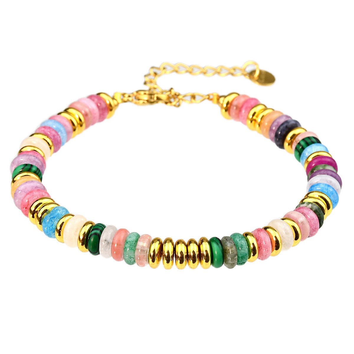 Ins style dopamine colored natural stone bead bracelet for women niche and high-end non fading crystal bracelet-4