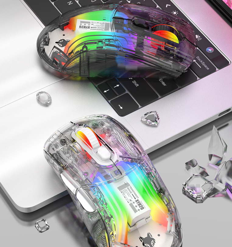 Luminous wireless Bluetooth the third mock examination transparent RGB mechanical mouse game video game mute mouse-2