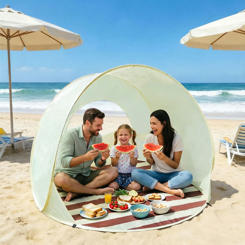 Heavy Duty Beach Tent with Reinforced Poles – Windproof Sun Shelter & UV Protection Canopy for Outdoor Family Use-2