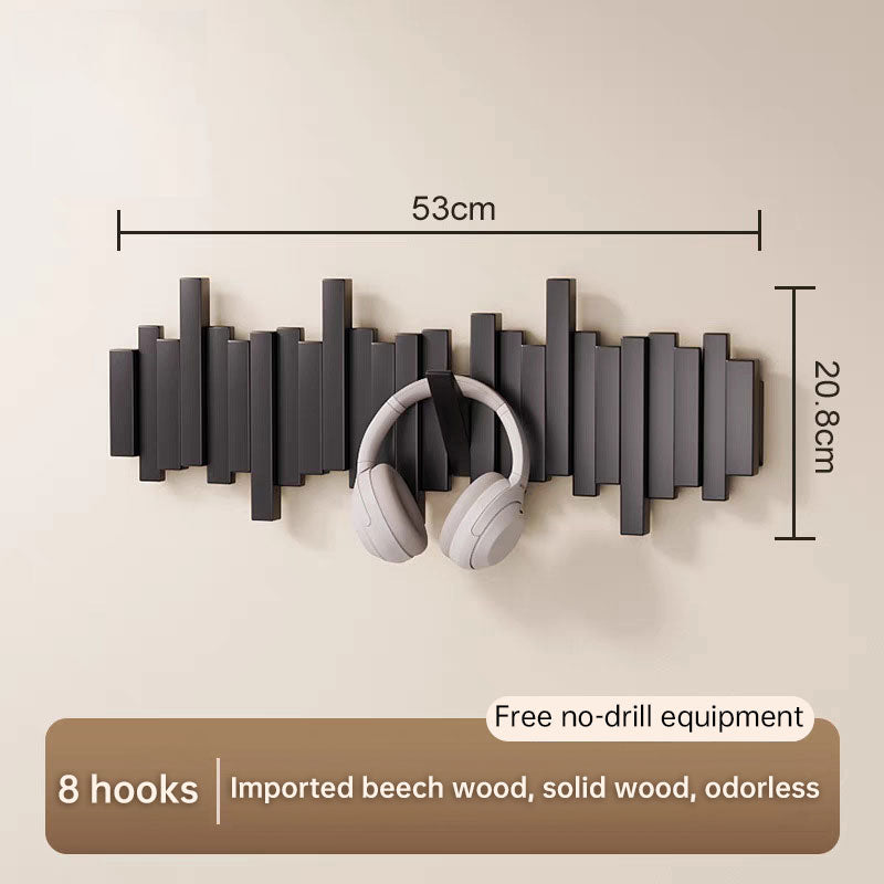 Solid Wood Hanger, Piano Key Wall Hook, Adhesive Back-of-Door Coat Hook, No Drill Entryway Organizer.-8