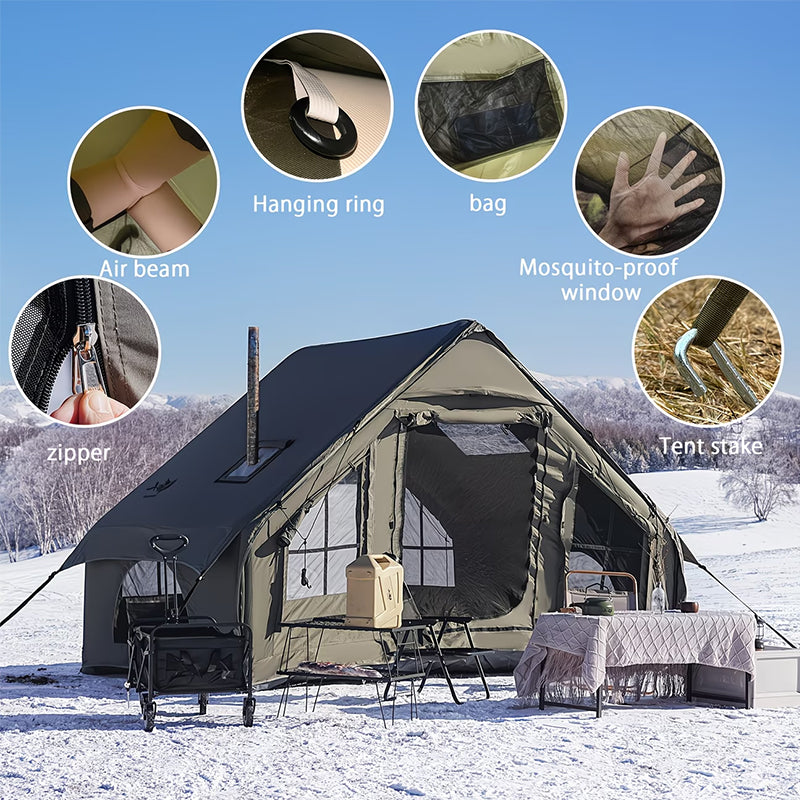 Large Inflatable Glamping Tent with Skylight, Breathable Mesh Air Tent for Summer Camping & Backpacking-7