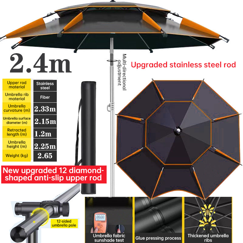 360° adjustable fishing sun umbrella: anti-UV, rainproof, portable large outdoor shade.-8