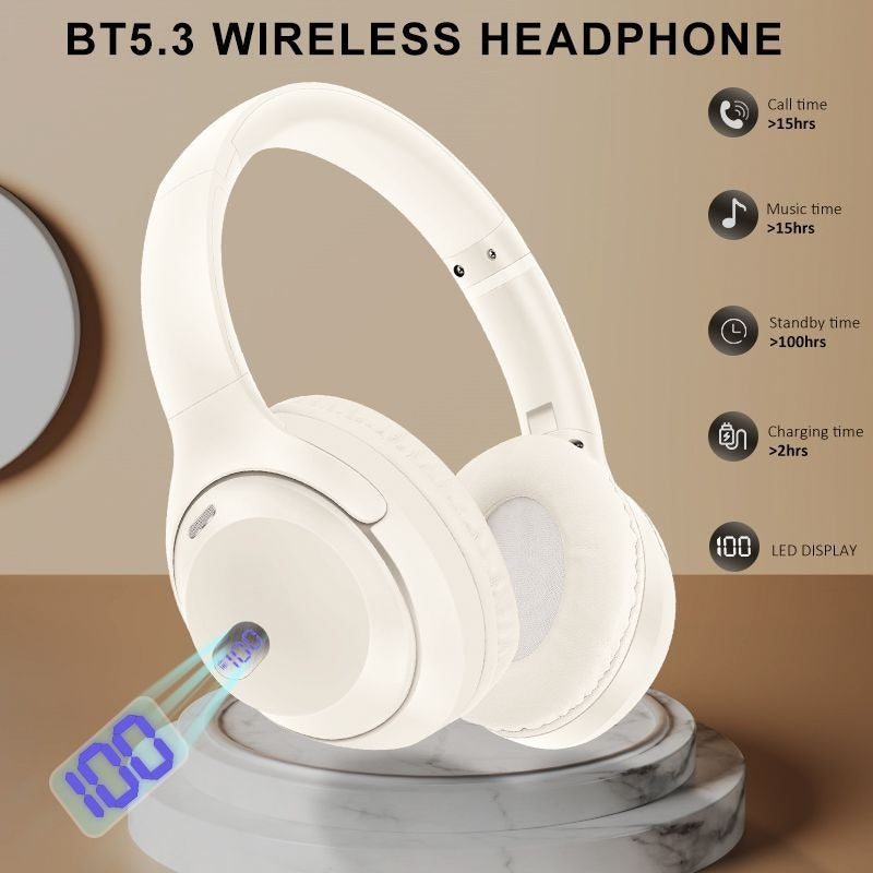Wireless Bluetooth headset with battery display long battery life and foldable design-4