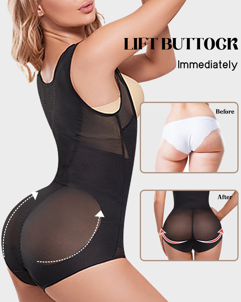 Open Bust Cross Compression Body Shaper-10