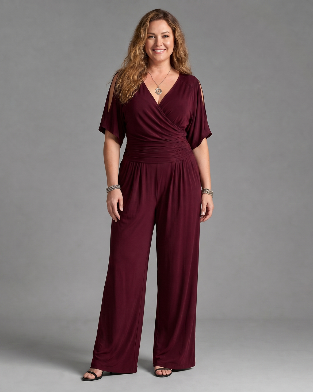 Nyxara | Cold Shoulder Wrap Waist Relaxed Jumpsuit-4