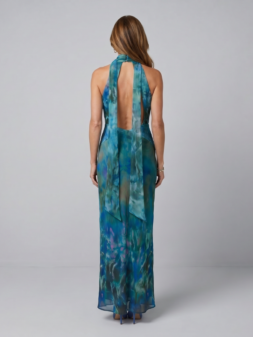 Juniper | Keyhole Halter Sleeveless Maxi Dress-4