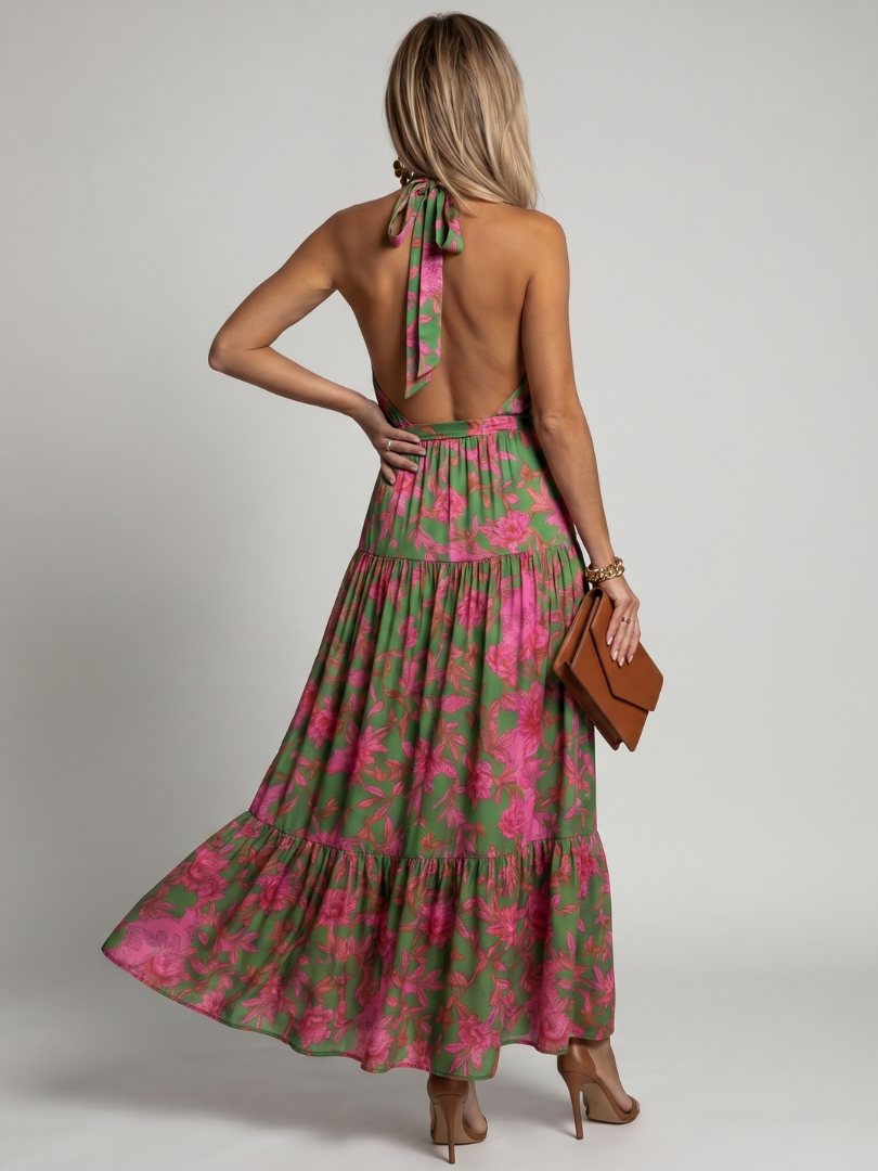 Rowen | Draped Halter Midi Dress-4
