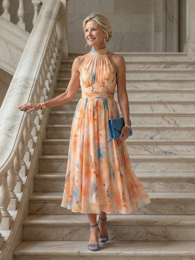 Elin | Soft Halter Midi Dress-4
