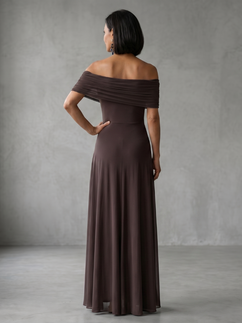 June | Off Shoulder Draped Midi Dress-4